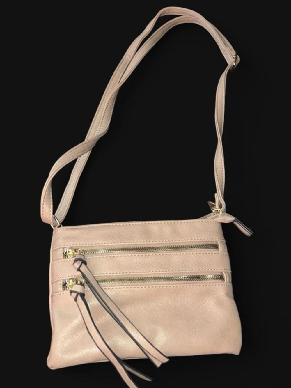 Women's Pale Pink Crossbody Bag with Zipper Pockets
